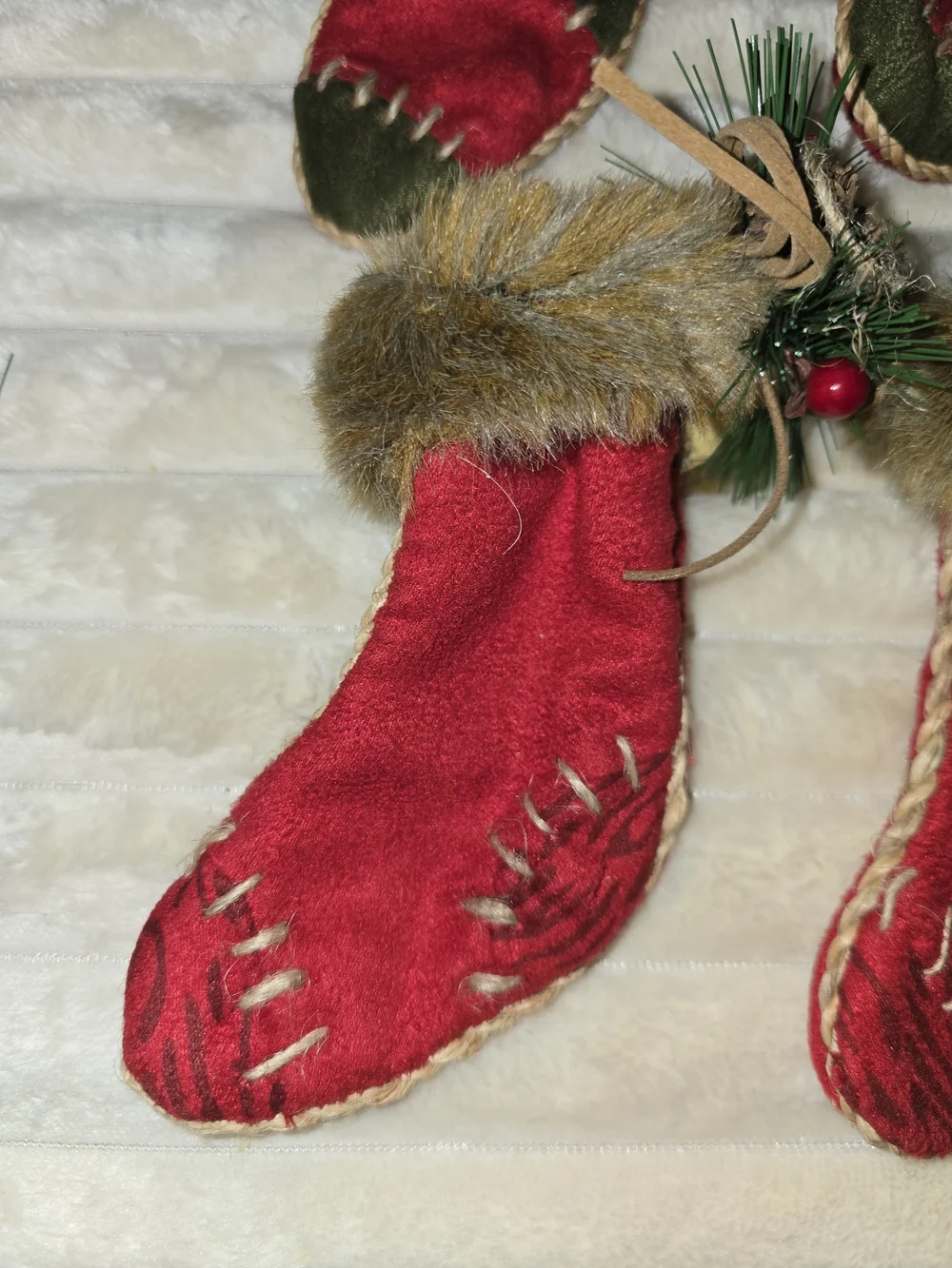 8 Vintage Rustic Christmas Stocking Ornaments